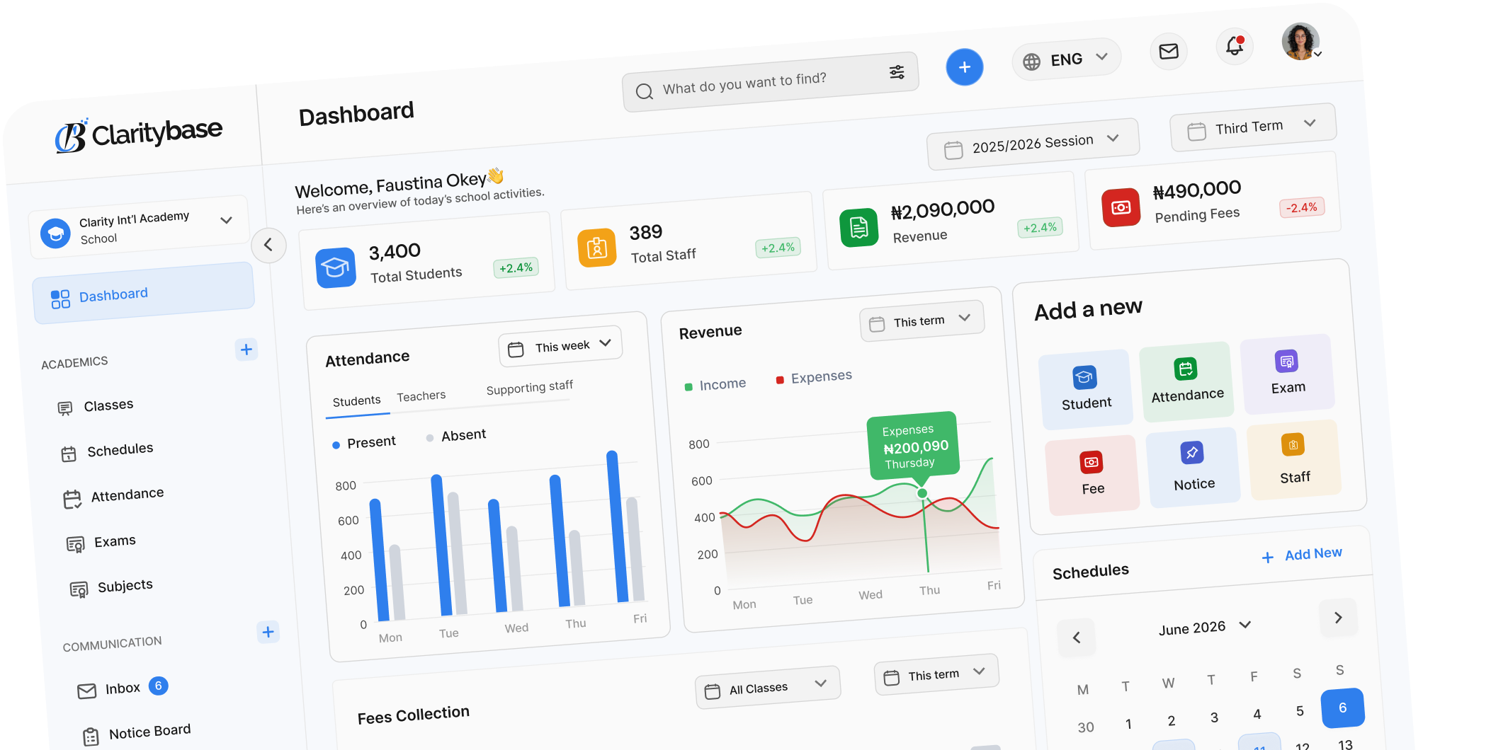 ClarityBase dashboard preview